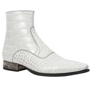 New Rock Men's Shoes White Crocodile Print / Calf-Skin Leather Boots M-NW121-C16 (NR1246)-AmbrogioShoes