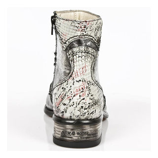 New Rock Men's Shoes White Exotic-Print / Calf-Skin Leather Boots M-2283-C2(NR1231)-AmbrogioShoes