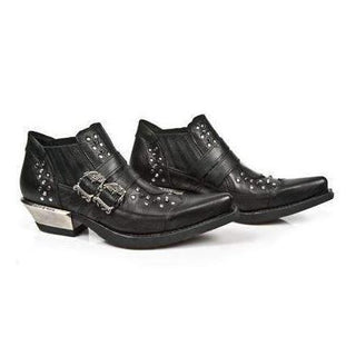 New Rock Normada Men's Shoes Black West Steel Tacon Loafers M-7956-S1 (NR1134)-AmbrogioShoes