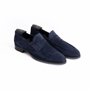 Pastori Theodore Men's Shoes Navy Suede Leather Penny Loafer (PAS1019)