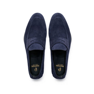 Pastori Theodore Men's Shoes Navy Suede Leather Penny Loafer (PAS1019)