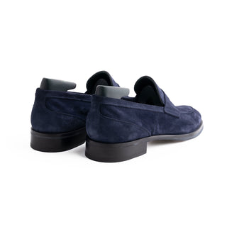 Pastori Theodore Men's Shoes Navy Suede Leather Penny Loafer (PAS1019)