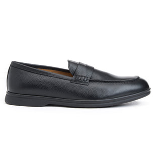 Bruno Magli Patrizio Men's Shoes Tumbled Leather Slip-On Loafer - Black Tumbled/Black - View 2