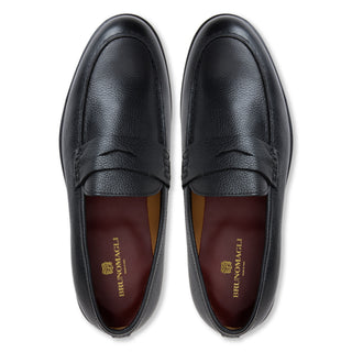 Bruno Magli Patrizio Men's Shoes Tumbled Leather Slip-On Loafer - Black Tumbled/Black - View 3