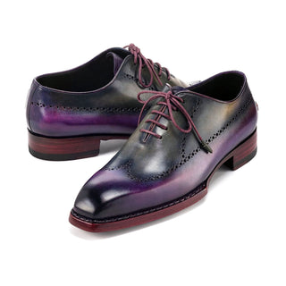 Paul Parkman Men's Shoes Hand-Painted Leather Goodyear Welted Wingtip Oxfords (PM6445)