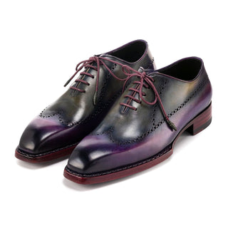 Paul Parkman Men's Shoes Hand-Painted Leather Goodyear Welted Wingtip Oxfords (PM6445)