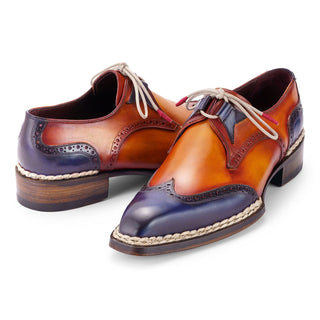 Paul Parkman Men's Shoes Hand-Painted Leather Norwegian Welted Wingtip Oxfords (PM6446)