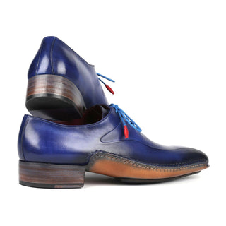 Paul Parkman 018-BLU Men's Shoes Blue Calf-Skin Leather Opanka-Sewed Oxfords (PM6357)-AmbrogioShoes