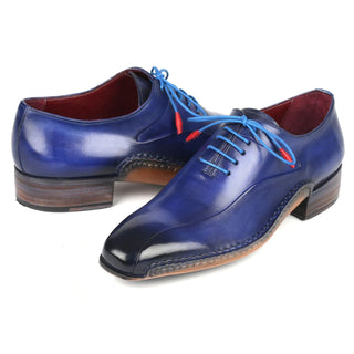 Paul Parkman 018-BLU Men's Shoes Blue Calf-Skin Leather Opanka-Sewed Oxfords (PM6357)-AmbrogioShoes