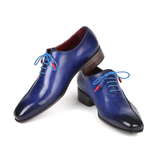 Paul Parkman 018-BLU Men's Shoes Blue Calf-Skin Leather Opanka-Sewed Oxfords (PM6357)-AmbrogioShoes