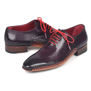 Paul Parkman 018-PRP Men's Shoes Purple Calf-Skin Leather Side Hawd-Sewn Oxfords (PM6281)-AmbrogioShoes