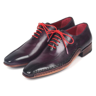 Paul Parkman 018-PRP Men's Shoes Purple Calf-Skin Leather Side Hawd-Sewn Oxfords (PM6281)-AmbrogioShoes