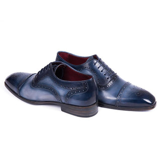 Paul Parkman 024-NVYBLU Men's Shoes Two-Tone Blue Calf-Skin Leather Cap-Toe Oxfords (PM6298)-AmbrogioShoes