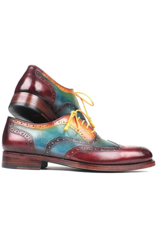 Paul Parkman 027TR Men's Handmade Shoes Navy Calf-Skin Leather Wingtip Oxfords (PM6296)