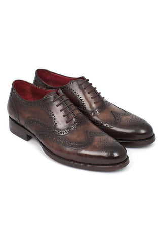 Paul Parkman 027TR Men's Handmade Shoes Navy Calf-Skin Leather Wingtip Oxfords (PM6296)