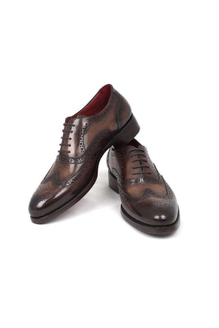 Paul Parkman 027TR Men's Handmade Shoes Navy Calf-Skin Leather Wingtip Oxfords (PM6296)