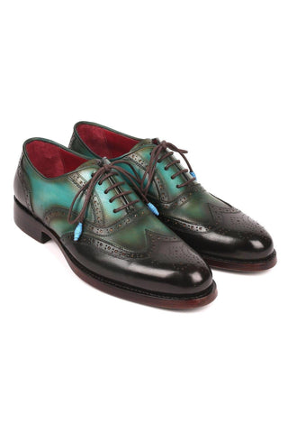 Paul Parkman 027TR Men's Handmade Shoes Navy Calf-Skin Leather Wingtip Oxfords (PM6296)