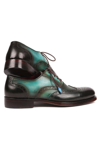 Paul Parkman 027TR Men's Handmade Shoes Navy Calf-Skin Leather Wingtip Oxfords (PM6296)