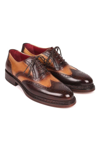 Paul Parkman 027TR Men's Handmade Shoes Navy Calf-Skin Leather Wingtip Oxfords (PM6296)