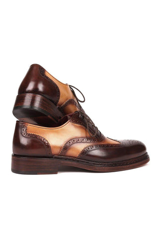 Paul Parkman 027TR Men's Handmade Shoes Navy Calf-Skin Leather Wingtip Oxfords (PM6296)