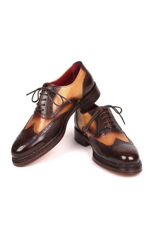 Paul Parkman 027TR Men's Handmade Shoes Navy Calf-Skin Leather Wingtip Oxfords (PM6296)