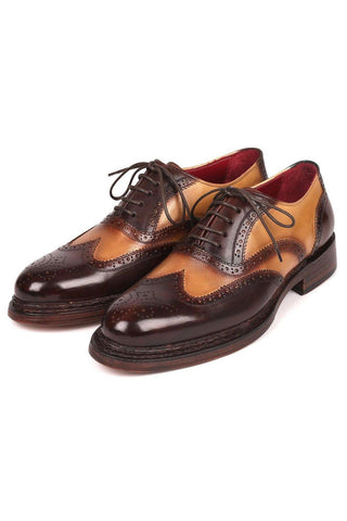 Paul Parkman 027TR Men's Handmade Shoes Navy Calf-Skin Leather Wingtip Oxfords (PM6296)