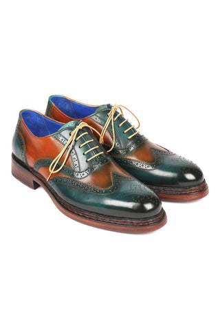 Paul Parkman 027TR Men's Handmade Shoes Navy Calf-Skin Leather Wingtip Oxfords (PM6296)