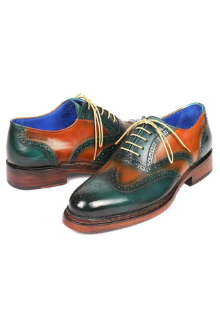 Paul Parkman 027TR Men's Handmade Shoes Navy Calf-Skin Leather Wingtip Oxfords (PM6296)