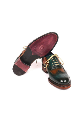 Paul Parkman 027TR Men's Handmade Shoes Navy Calf-Skin Leather Wingtip Oxfords (PM6296)