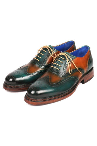 Paul Parkman 027TR Men's Handmade Shoes Navy Calf-Skin Leather Wingtip Oxfords (PM6296)