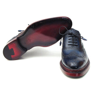 Paul Parkman 027TR Men's Handmade Shoes Navy Calf-Skin Leather Wingtip Oxfords (PM6296)-AmbrogioShoes