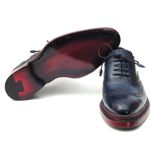 Paul Parkman 027TRPNVY Men's Shoes Navy Calf-Skin Leather Wingtip Oxfords (PM6296)-AmbrogioShoes