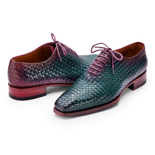 Paul Parkman 044 Men's Shoes Woven Calf-Skin Leather Goodyear Welted Oxfords (PM6447)-AmbrogioShoes