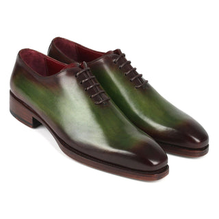 Paul Parkman 044GBD Men's Shoes Green & Bordeaux Calf-Skin Leather Goodyear Welted Whole-Cut Oxfords (PM6352)-AmbrogioShoes