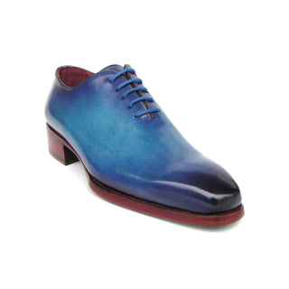 Paul Parkman 044TRQ Men's Shoes Blue & Turquoise Hand-Painted Leather Goodyear Welted Wholecut Oxfords (PM6394)-AmbrogioShoes