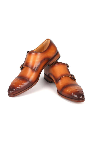 Paul Parkman 047 Calf-Skin Leather Studded Cap Toe Double Monkstraps (PM6378)