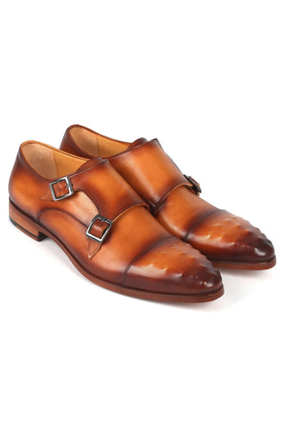 Paul Parkman 047 Calf-Skin Leather Studded Cap Toe Double Monkstraps (PM6378)