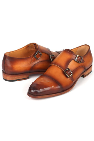 Paul Parkman 047 Calf-Skin Leather Studded Cap Toe Double Monkstraps (PM6378)