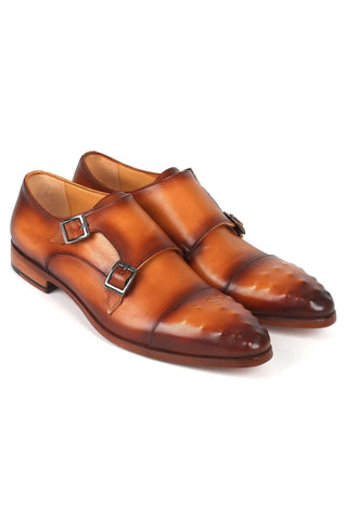 Paul Parkman 047 Leather Studded Cap Toe Double Monkstraps (PM6378)