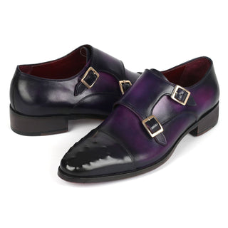 Paul Parkman 047 Men's Shoes Calf-Skin Leather Studded Cap Toe Double Monkstraps (PM6378)-AmbrogioShoes