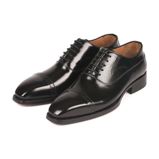 Paul Parkman 056BLK84 Men's Shoes Burgundy Polished Calf-Skin Leather Cap-Toe Oxfords(PM6259)-AmbrogioShoes