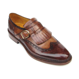 Paul Parkman 060 Men's Shoes Calf-Skin Leather Wingtip Single Monk-Strap (PM6481)-AmbrogioShoes