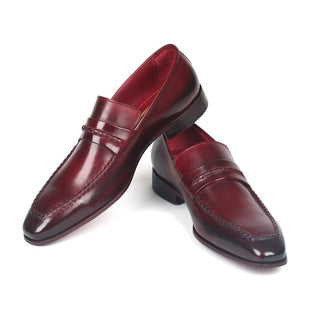 Paul Parkman 068-BRD Men's Shoes Burgundy Bordeaux Calf-Skin Leather Penny Loafers (PM6279)-AmbrogioShoes