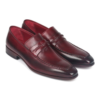 Paul Parkman 068-BRD Men's Shoes Burgundy Bordeaux Calf-Skin Leather Penny Loafers (PM6279)-AmbrogioShoes