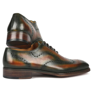 Paul Parkman 081-036 Men's Shoes Brown & Green Calf-Skin Leather Goodyear Welted Oxfords (PM6367)-AmbrogioShoes