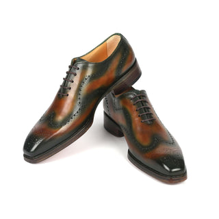 Paul Parkman 081-036 Men's Shoes Brown & Green Calf-Skin Leather Goodyear Welted Oxfords (PM6367)-AmbrogioShoes