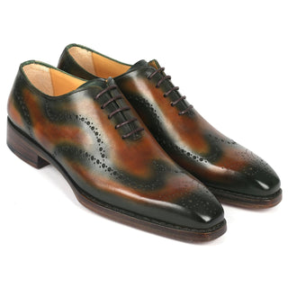 Paul Parkman 081-036 Men's Shoes Brown & Green Calf-Skin Leather Goodyear Welted Oxfords (PM6367)-AmbrogioShoes