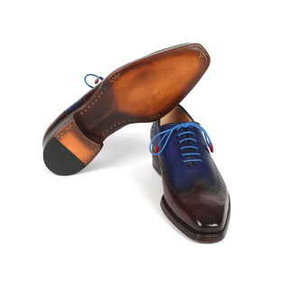 Paul Parkman 081-B35 Men's Shoes Brown & Blue Calf-Skin Leather Goodyear Welted Oxfords (PM6370)-AmbrogioShoes