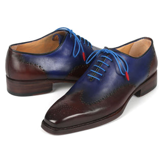 Paul Parkman 081-B35 Men's Shoes Brown & Blue Calf-Skin Leather Goodyear Welted Oxfords (PM6370)-AmbrogioShoes