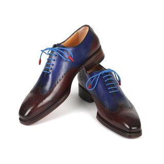 Paul Parkman 081-B35 Men's Shoes Brown & Blue Calf-Skin Leather Goodyear Welted Oxfords (PM6370)-AmbrogioShoes